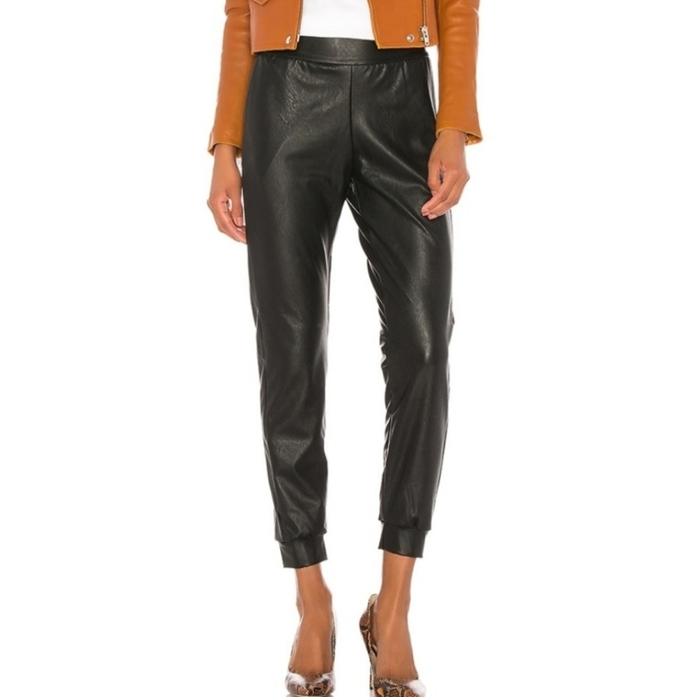 Commando Faux Leather Joggers Black